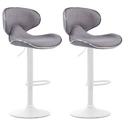 CLP Lot de 2 tabourets de bar Las Vegas V2 en tissu Gris clair/Blanc - gris textile 316059_0