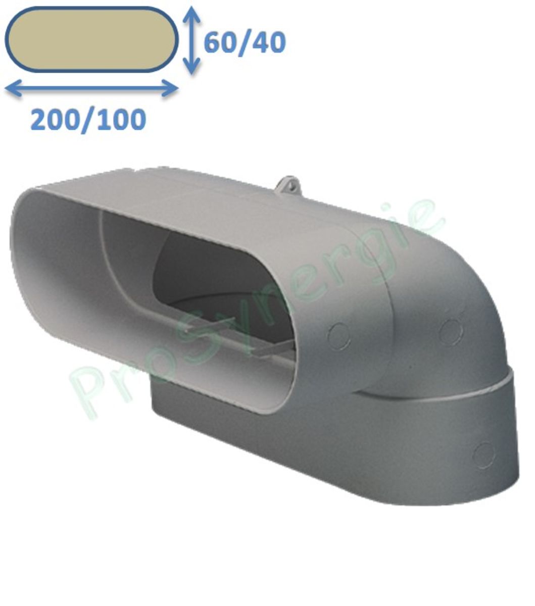 COUDE VERTICAL 90° POUR CONDUIT MINIGAINE 60X200MM (ÉQUIVALENT Ø125MM)