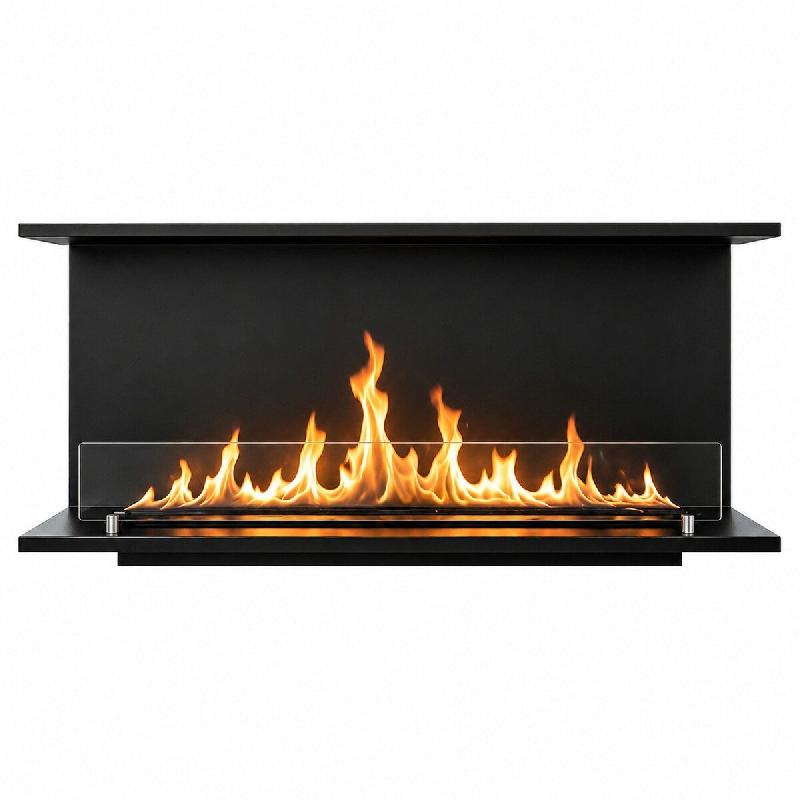 Divina Fire Cheminée à bioéthanol intégrée, à trois faces, foyer ouvert sur trois faces, 120 x 50 cm, GIOVE120 TOPLINE - noir 8055829980318_0