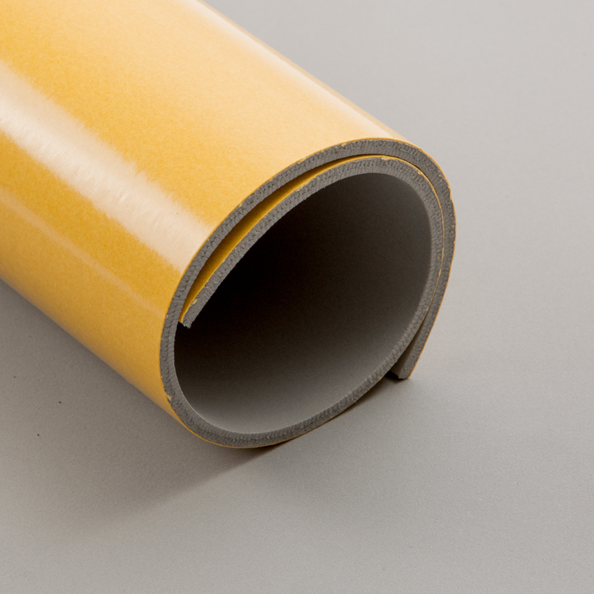 CAOUTCHOUC MOUSSE EPDM AVEC ADHÉSIF GRIS 4 MM
