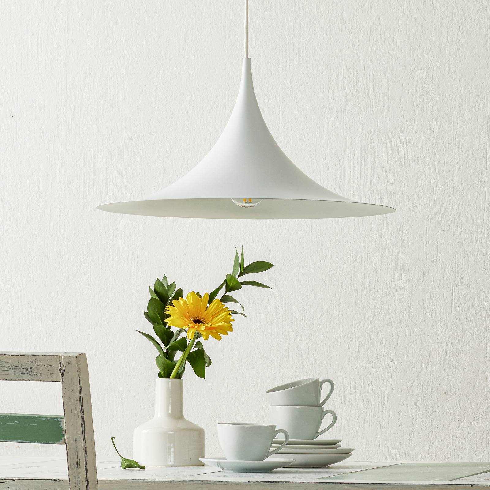 GUBI SUSPENSION SEMI, Ø 47 CM, BLANC