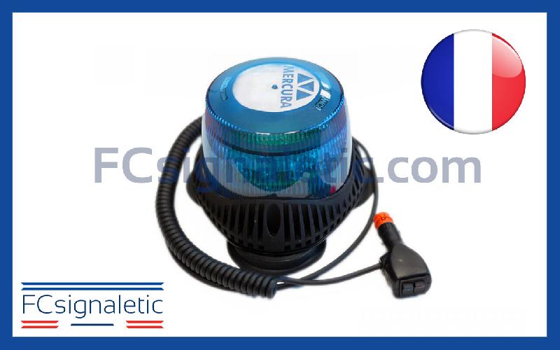 Gyrophare Gyroled M130 bleu embase magnétique prise allume cigare classe 2 STANDBY MERCURA 29619-01_0