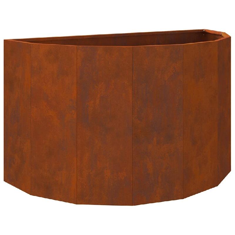 Helloshop26 - Jardinière demi-ronde moderne extérieure 90 x 45 x 50 cm style contemporain en acier rouillé 02_0052956 - métal 3000237671940_0