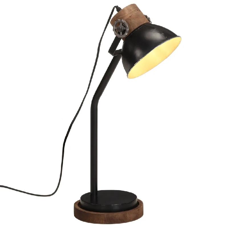 Helloshop26 - Lampe de bureau industrielle ergonomique 18 x 18 x 60 cm ambiance cosy en fer noir 02_0047548 - noir Bois massif 3000234841421_0