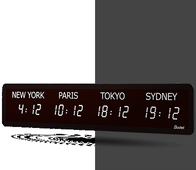 Horloge Style II, 6 fuseaux horaires, 230V, AFNOR, LED blanche - BODET_0