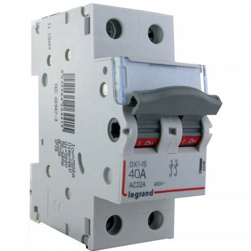 LEGRAND DX3 INTERRUPTEUR SECTIONNEUR BIPOLAIRE 400V 40A - 406440 - LEGRAND