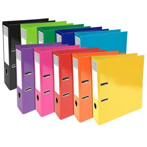 LOT DE 10 - CLASSEUR À LEVIER CARTONNÉ EXACOMPTA IDERAMA PREM'TOUCH® A4 - DOS 7 CM COULEURS ASSORTIES