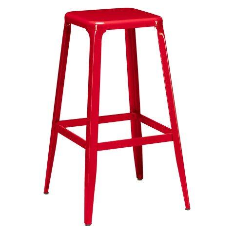 LOT DE 2 - TABOURET ROUGE METALO