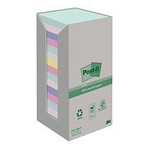 NOTES REPOSITIONNABLES RECYCLÉES COULEURS NATURE POST-IT 76 X 76 MM - BLOC DE 100 FEUILLES - LOT DE 16