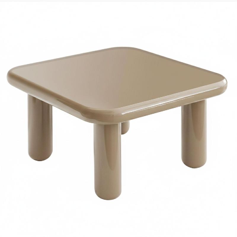 Oviala Business Table basse carrée 75 cm en MDF effet laqué taupe - gris 114300_0