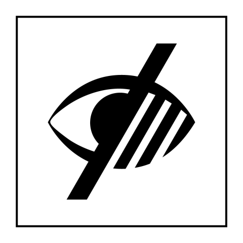 PICTOGRAMME PI PF 049 - ACCESSIBILITÉ, MALVOYANT - ISO 7001 EN GRAVOPLY (350 X 350 MM, BLANC)