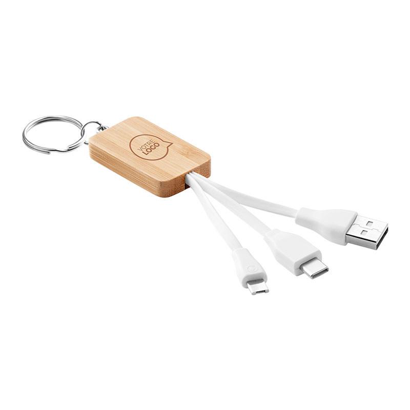 Porte-clés câble USB 3 en 1 Clarkson - Chargeurs publicitaires_0
