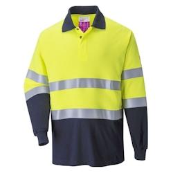 Portwest - Polo bicolore jaune bleu marine antistatique et résistant à la flamme HV Jaune / Bleu Marine Taille S - S 5036108257850_0