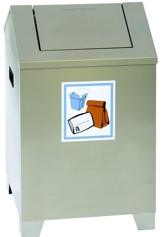 Poubelle de tri sélectif auto-extinguible en inox brossé - 73L - Réf 617-073-0-0-001_0
