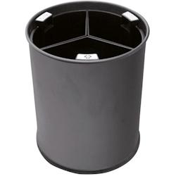 PROBBAX - WB-1252-BLA - Corbeille de tri 3 compartiments amovibles (13 L) - 25,5 x 25,5 x 30,8 cm - Noir - noir acier WB-1252-BLA_0