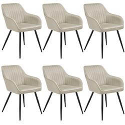 TecTake GmbH tectake Lot 6 chaises de salle à manger en velours matelassées crème - 405730 - beige acier 405730_0
