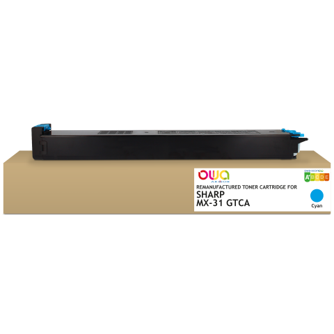 TONER REMANUFACTURÉ OWA - STANDARD - CYAN - POUR SHARP MX-31GTCA - TONER COMPATIBLE