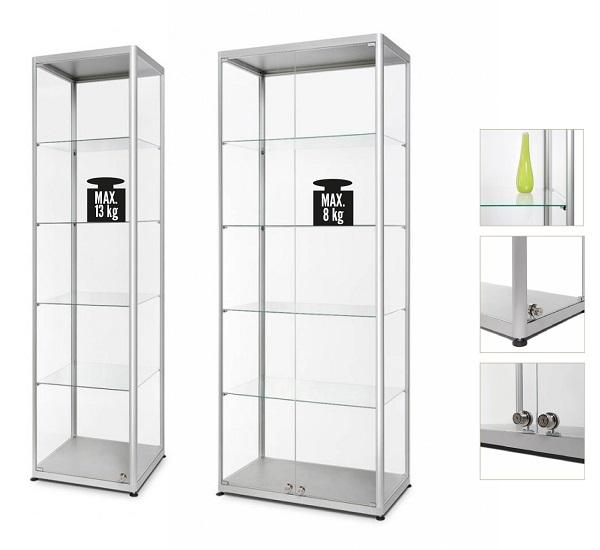 Vitrine d'exposition professionnelle Impact Market - verre trempé 4 mm - portes battantes - hauteur 200 cm_0