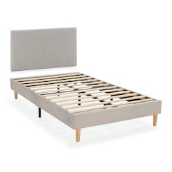 VS Venta-stock Sommier + tête de lit Bari 90x190 cm couleur Gris - gris polyester T25041_0