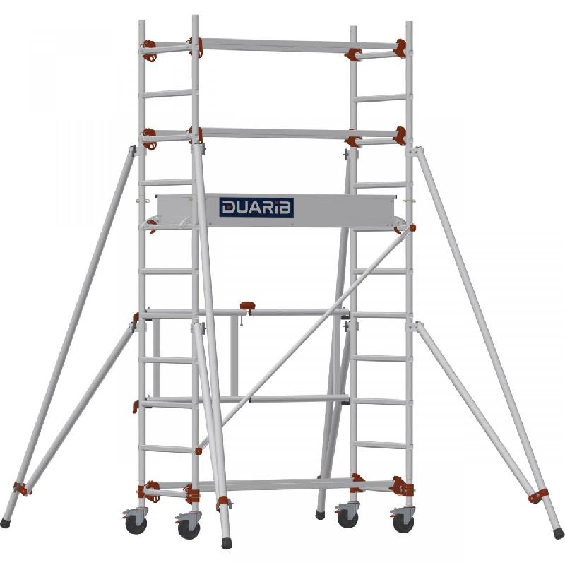 Échafaudage roulant aluminium AL 135 version base pliante - Hauteur de travail : 3,80 m - DUARIB - 613152_0