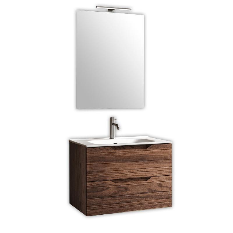 AQA Design Composition de salle de bain en MDF 4 pièces SOLMIRA chêne rio L.81 P.46,5 H.190 MPSO08-RR - marron Bois manufacturé MPSO08-RR_0