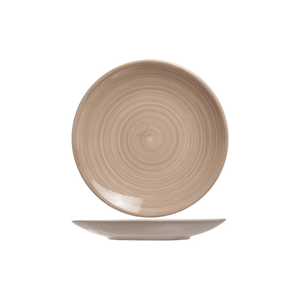ASSIETTE PLATE RONDE 22CM BEIGE ET MARRON EN GRÈS - LOT DE 6 - COSY & TRENDY - TURBOLINO