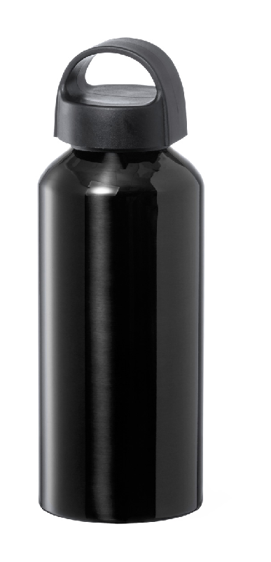Bouteille en aluminium - 500 ml - couleur noire - avec couvercle en plastique_0