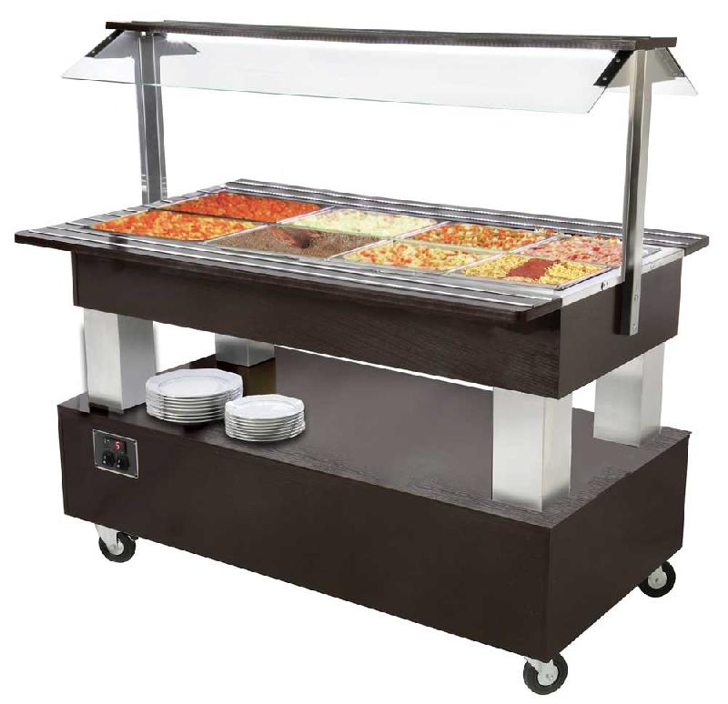 Buffet chauffant bain-marie central mobile SB 40C - 4 bacs GN1/1 - 3000 W - Température +20°C à +90°C_0