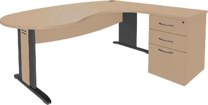 BUREAU CONVIVIAL QUATUOR PIED L BOIS AVEC RETOUR ET CAISSON HAUTEUR BUREAU - MANUTAN
