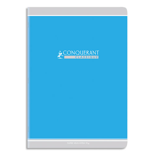 CAHIER CONQUERANT DE DEVOIRS - AGRAFE - 21X29,7 CM - 96P - 90G - SEYES - COUVERTURE CARTE - COLORIS ASSORTIS 4 COULEURS - LOT DE 9