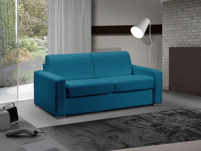 Canapé lit 3-4 places MASTER convertible express 160 cm - Tweed Cross turquoise - Matelas 18 cm inclus_0
