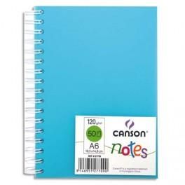 CANSON CARNET DE 50 FEUILLES NOTES ET DESSIN FORMAT A6 120G SPIRALÉ COUVERTURE POLYPRO BLEU