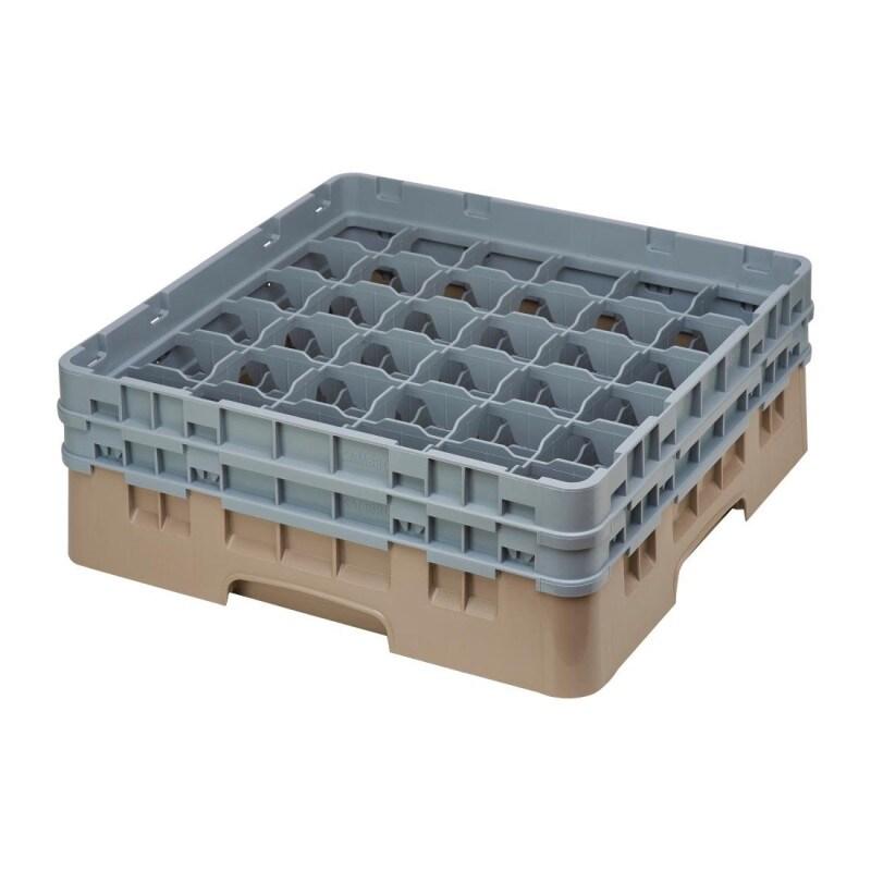 Casier à verres 36 compartiments Camrack beige hauteur max 133mm - 500 x 500 x 143 mm - CAMBRO - 0615402620147_0