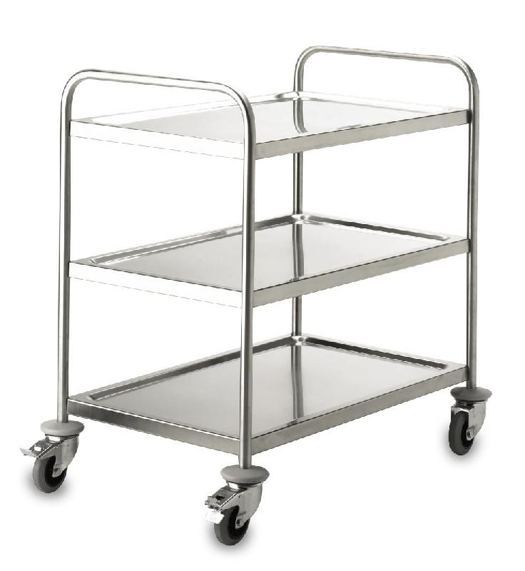 Chariot de service 3 plateaux en acier inoxydable - marque LACOR - 150 kg par étagère_0