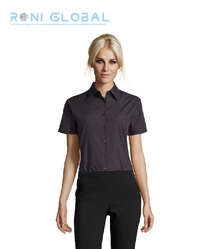 Chemise de travail femme en popeline cintrée - Manches courtes - ESCAPE SOL'S - Ref: sol-16070_0