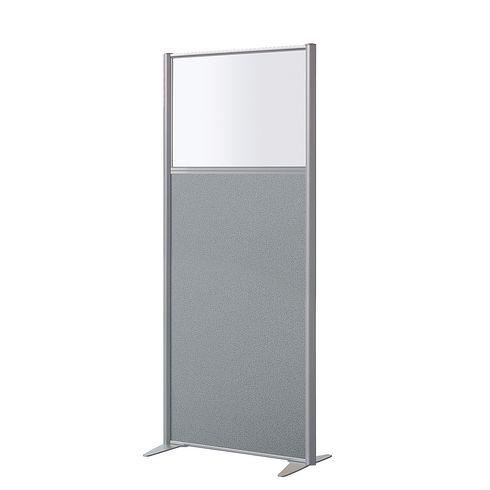 CLOISON B-ZEN DE SÉPARATION SEMI VITRÉE TISSU BONDAI GRIS - H 180 X L 81 CM CADRE GRIS ARGENT -SANS PIED