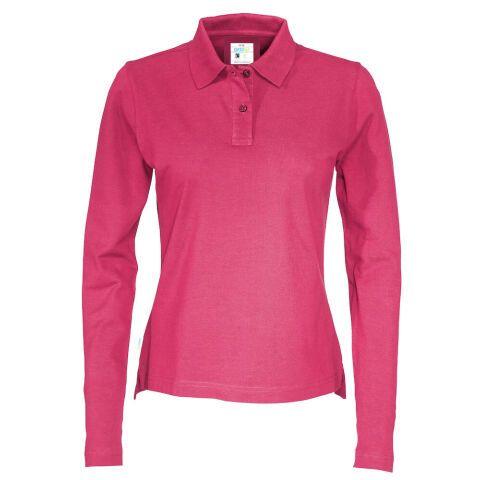 COTTOVER POLO PIQUE MANCHES LONGUES FEMME - CERTIFIÉ GOTS CERISE - TAILLE XS