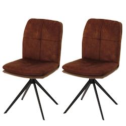 Décoshop26 - Lot de 2 chaises de salle à manger pivote à 180° cadre trépied en métal assise en tissu marron 04_0007399 - marron 3000262103720_0