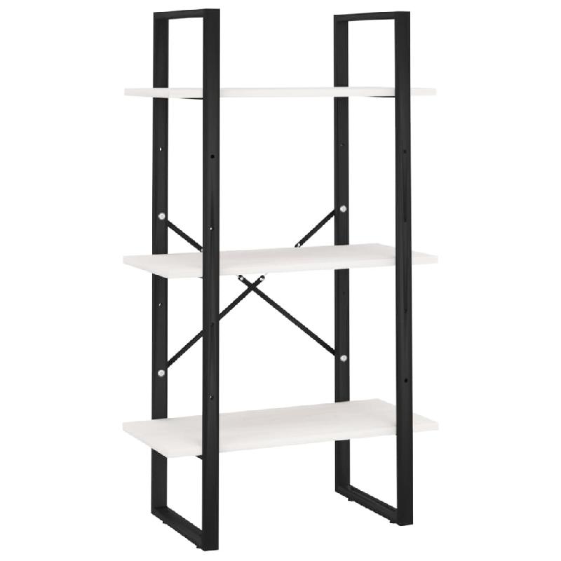 Étagère de rangement en bois de pin massif blanc - 60 x 30 x 105 cm - avec construction métallique durable_0