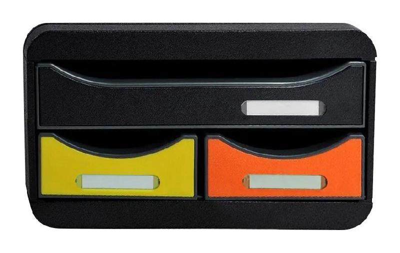 Exacompta - Réf. 311798D - SMALL-BOX Caisson 3 tiroirs - Dimensions exterieures : Prof. 34,7 x l 27,8 x H 13 cm - Arlequin - multicolore matière syn_0