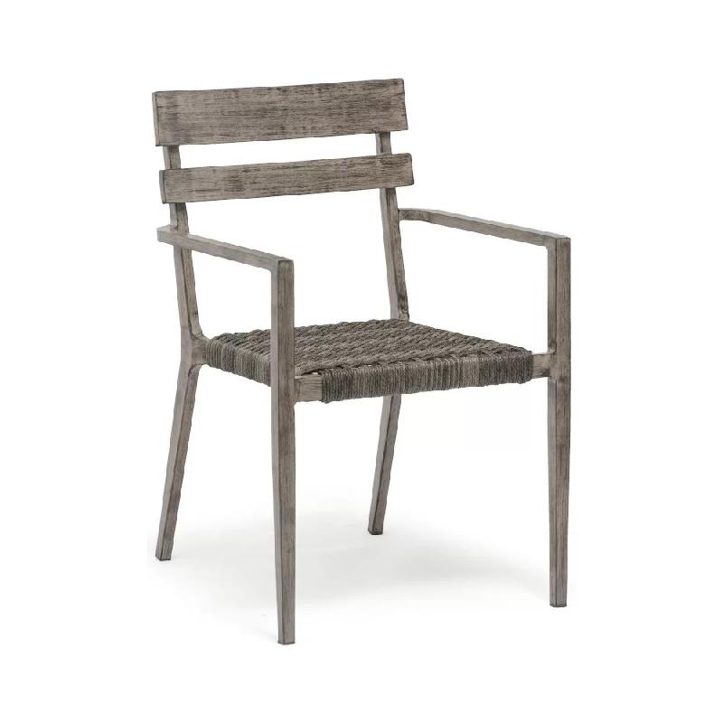 Fauteuil en aluminium wood grey TOLEDO - assise tressage wicker bicolore - Stamp_0
