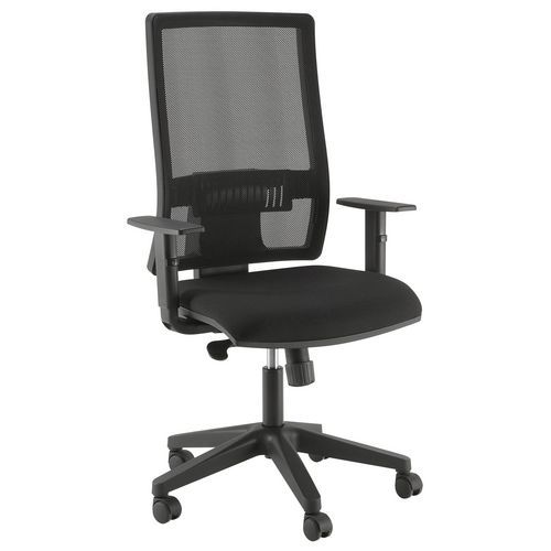 FAUTEUIL OFFICE SANS TÊTIÈRE PIÈTEMENT NOIR ASSISE NOIRE - MANUTAN EXPERT