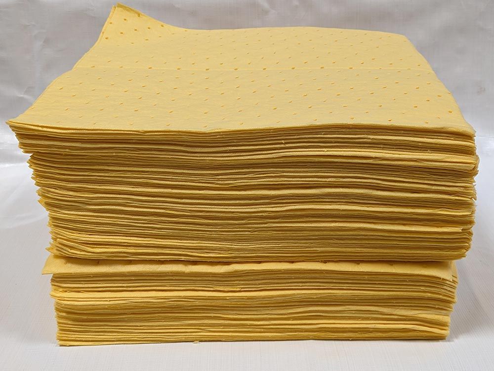 Feuille absorbante produits chimiques - double épaisseur 40 x 50 cm - fibre de polypropylène, anti-peluches et renforcées_0