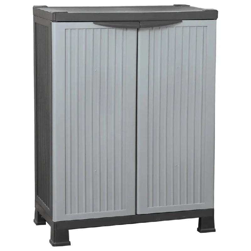 Helloshop26 - Armoire de rangement compacte 68 x 39 x 92 cm avec 2 étagères verrouillable bureau garage en plastique gris 02_0046941 - gris 30002345_0