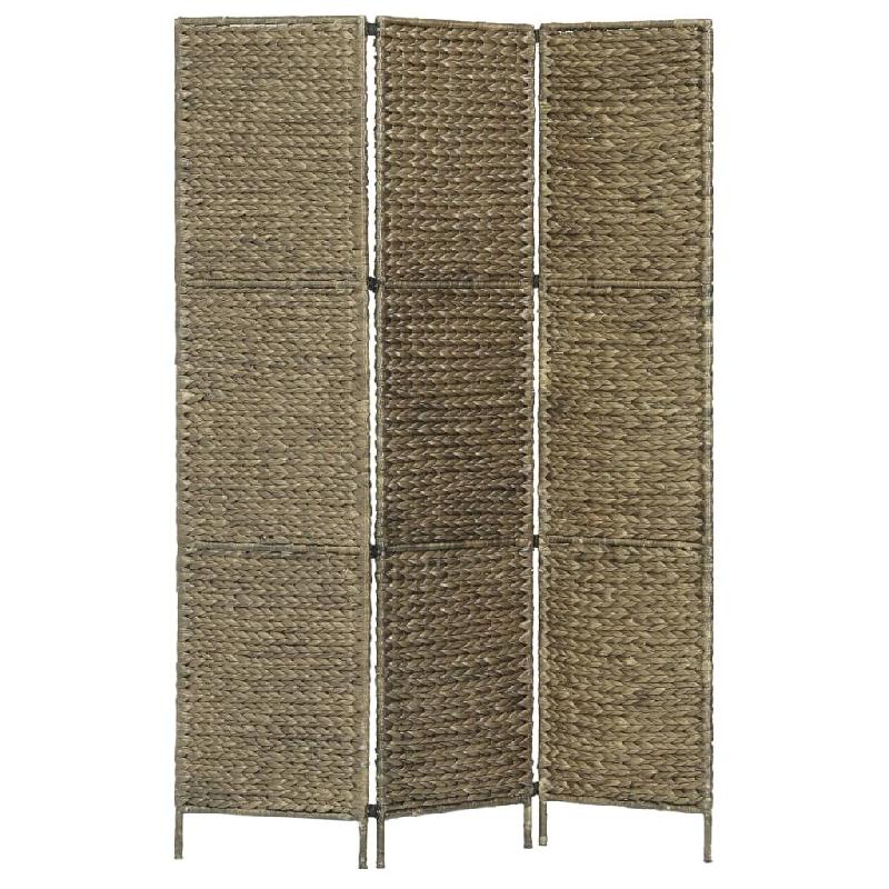 Helloshop26 - Paravent séparateur de pièce cloison de séparation décoration meuble 3 panneaux brun 116x160 cm jacinthe d'eau 0802074 - métal 3002_0