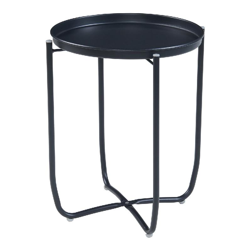 Helloshop26 - Table basse console d'appoint avec plateau amovible acier 53 x 40 cm noir 03_0010762 - 3000225394752_0