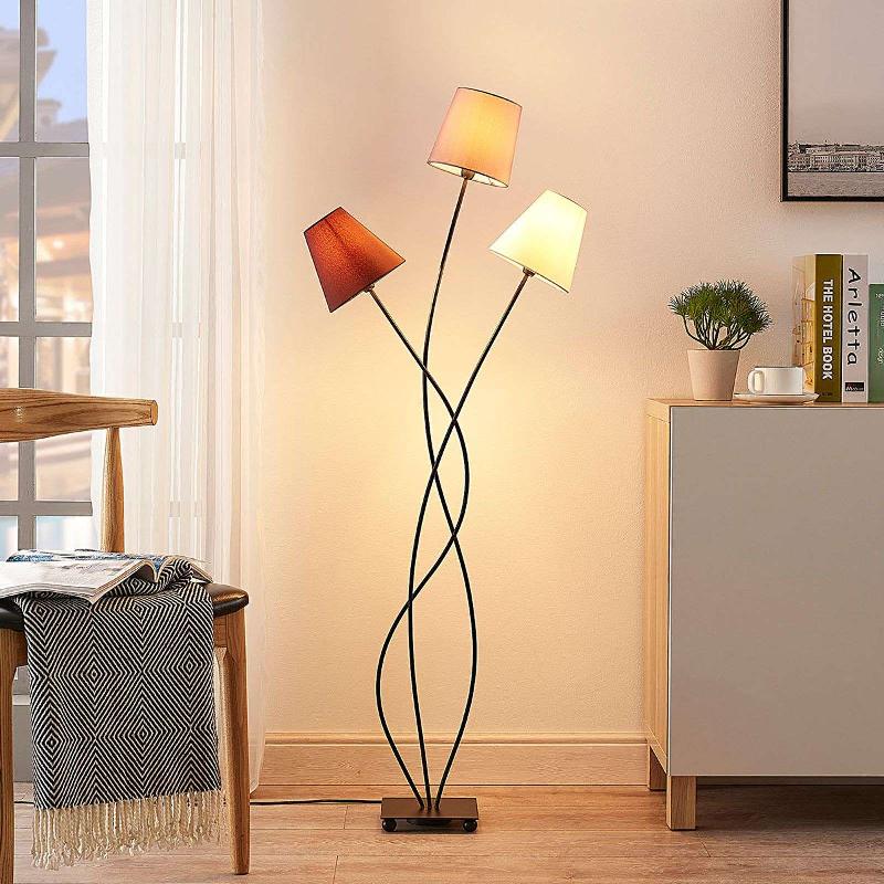 LINDBY LAMPE SUR PIED MELIS, 130 CM, À 3 LAMPES, TEXTILE