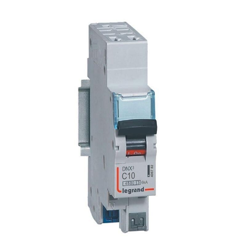 DISJONCTEUR PHASE + NEUTRE DNX³ 4500 6KA ARRIVÉE BORNES AUTOMATIQUES 1 MODULE 1P+N 230V 10A - LEGRAND - 406782