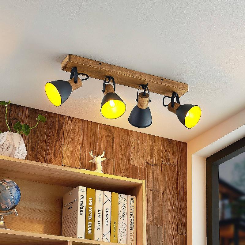 LINDBY MERELA SPOT, BOIS, NOIR, À QUATRE LAMPES