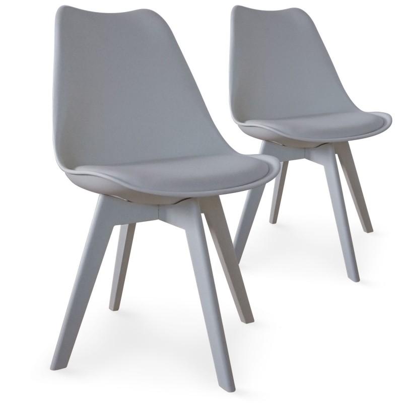 Lot de 2 chaises design Maélia 82cm gris - Paris Prix - Polypropylène, bois et plastique - Design contemporain_0
